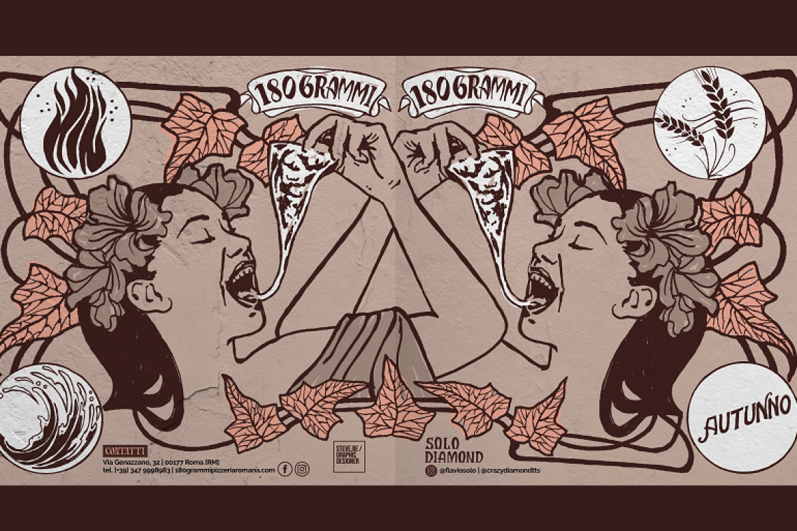 Pizzeria 180 grammi: gli street artist Solo e Diamond illustrano il nuovo menù autunnale