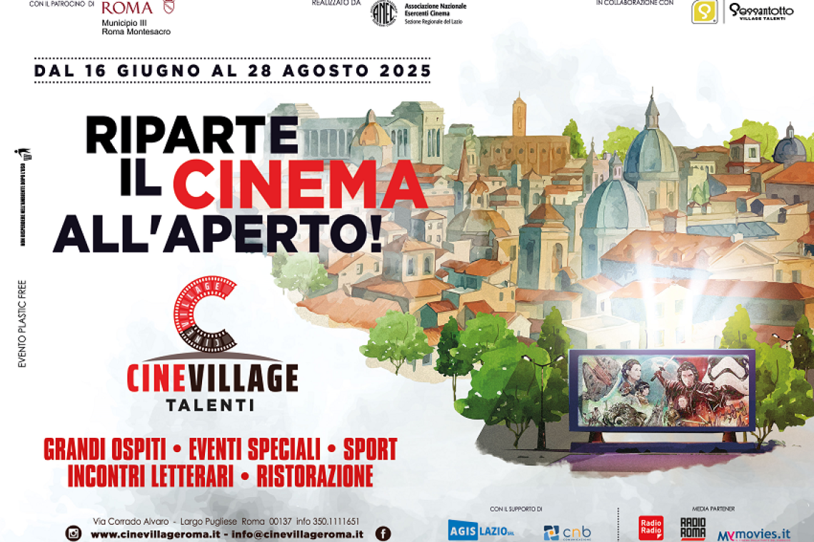 Nasce l’Arena Cinevillage di Talenti: il cinema all’aperto arriva nel cuore del Sessantotto Village grazie alla collaborazione con Anec Lazio