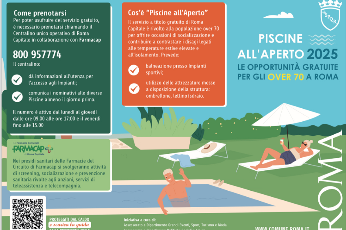 Piano caldo, assessori Onorato e Funari presentano "piscine all'aperto": "dal 17 giugno prenotabili gli ingressi gratuiti nelle strutture per gli over 70"