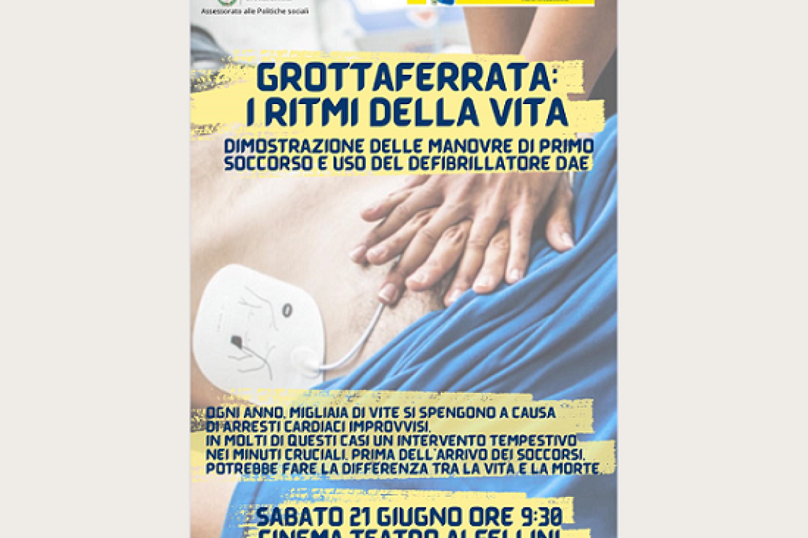 Al cinema Alfellini l’evento di sensibilizzazione alla cultura di primo soccorso “Grottaferrata: i ritmi della vita”