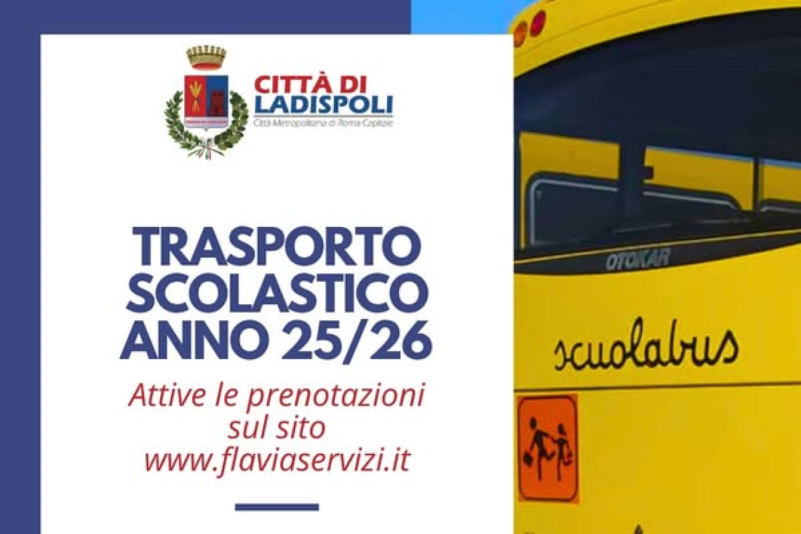 Trasporto scolastico 2025/2026. Attive le prenotazioni sul sito di Flavia Servizi