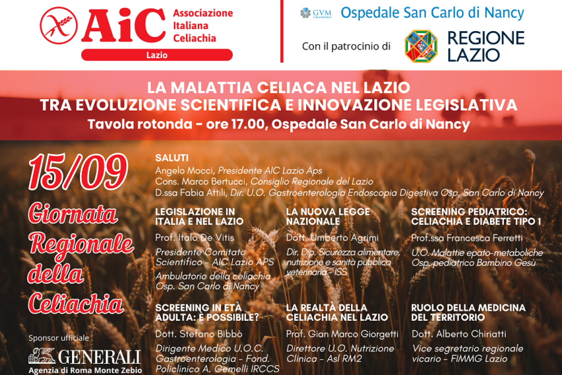 Regione Lazio, Bertucci: “pronti con AIC Lazio per la prima giornata regionale della celiachia”