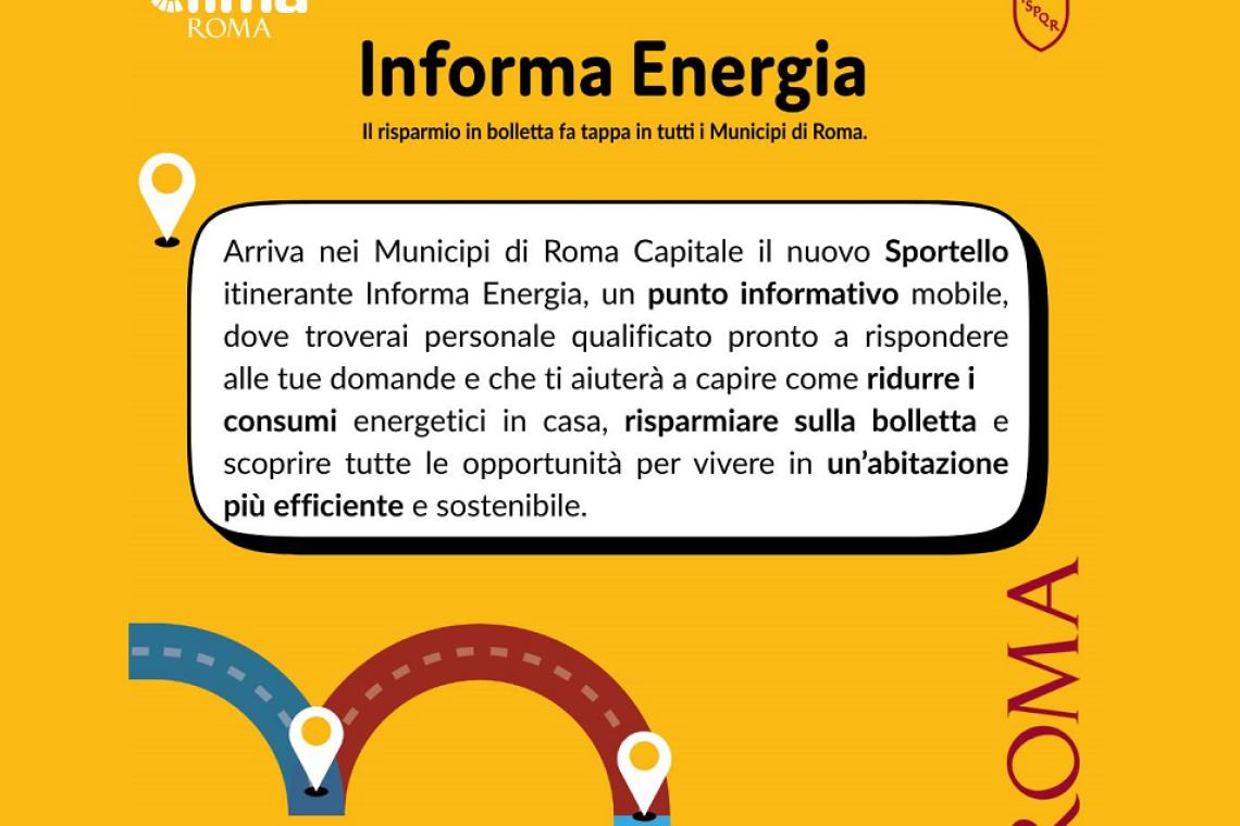 Informa Energia, la nuova campagna itinerante di Roma Capitale per ridurre consumi e bollette 