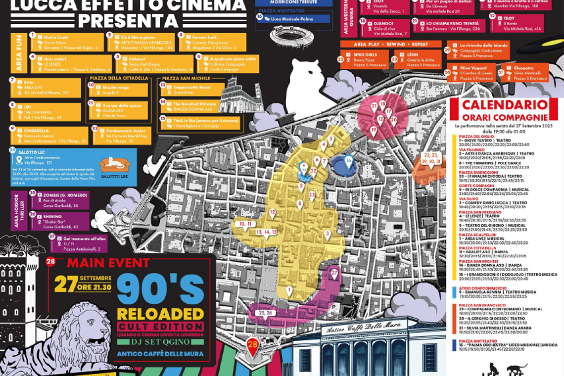 Un viaggio tra i cult del cinema: Lucca Effetto Cinema illumina la città il 27 settembre”