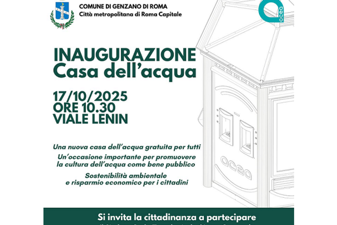 Inaugurazione nuova Casa dell’Acqua a Genzano di Roma